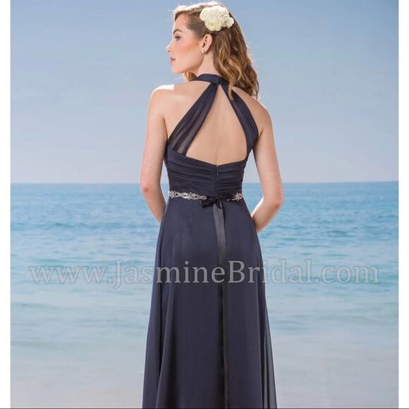 BELSOIE Womens 10 Blue Chiffon Gown / Prom Dress - Picture 2 of 6